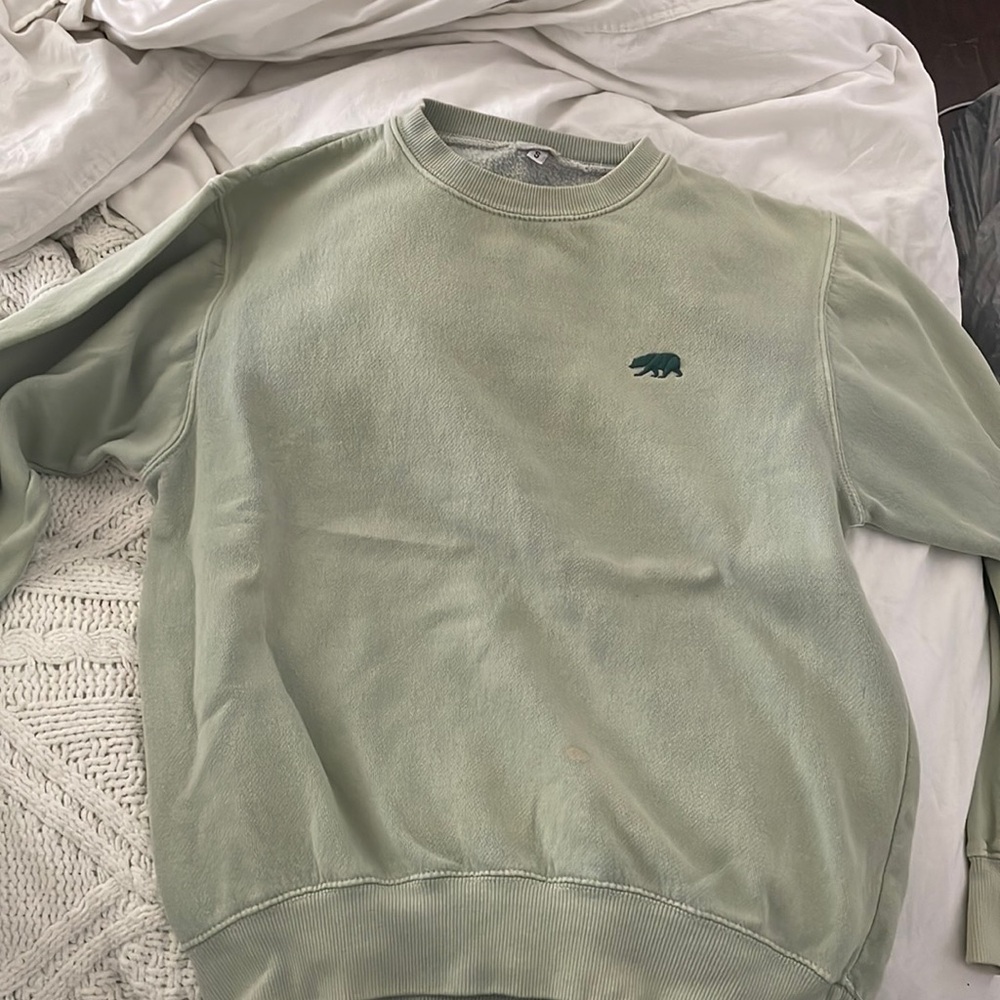 Light Green Brandy Melville Crewneck Size S Embroidered California Bear